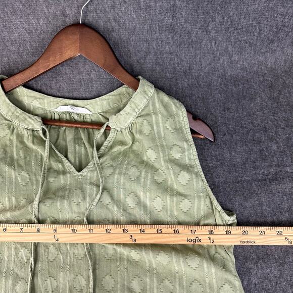 Jane+Delancy Lightly Woven Cotton Tank Textured Sz M Green Summer Lightweight - Picture 7 of 9